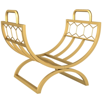 Outsunny Kaminholzregal für innen 46 x 36 x 41cm Brennholzregal für Kamin Ofen Metall Gold
