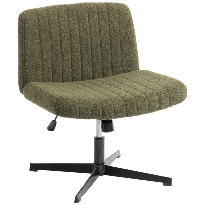 HOMCOM Teddy Fleece Desk Chair Armless Criss Cross Green