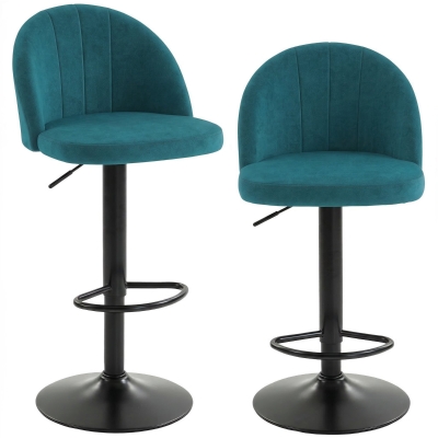 HOMCOM Set 2 Sgabelli da Bar Girevoli, Blu