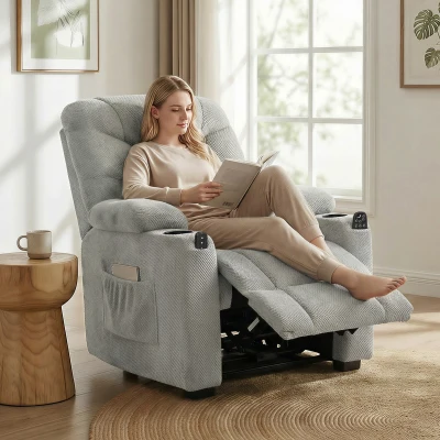 HOMCOM Fauteuil Relax Électrique Massage Chauffant Gris