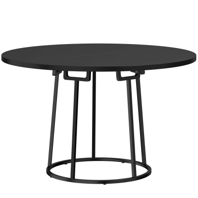 HOMCOM Dining Table Round 120cm Metal Base Space-Saving Black