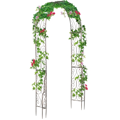 Outsunny Arche Jardin Fer Forgé Métal Noir Vieilli 120x30x226cm