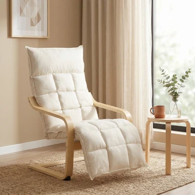 HOMCOM Modern Accent Lounge Chair with Footrest Cream White