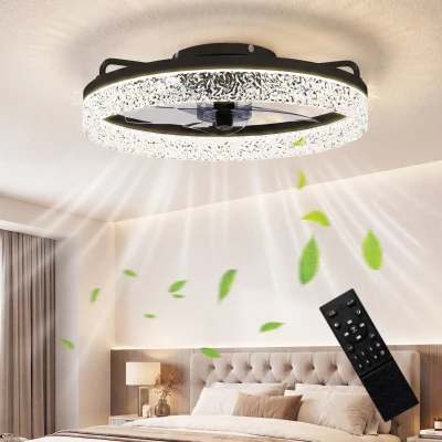 HOMCOM Deckenventilator mit Licht, dimmbarer LED-Deckenventilator mit Fernbedienung für Schlafzimmer und Wohnzimmer, Schwarz
