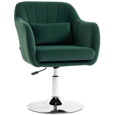 HOMCOM Velvet Swivel Tub Chair Steel Frame Cushion Dark Green