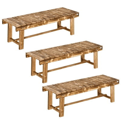 Outsunny 3-Piece Wooden Bench Loveseat Carbonised 110x38cm