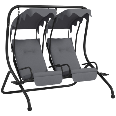 Outsunny Two-Seat Garden Swing Chair with Canopy Grey