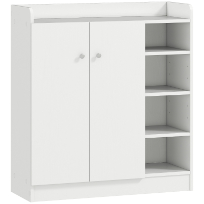 HOMCOM Schuhschrank Schuhkommode Schuhregal, 4 Regale. 1 Schrank, 83 cm x 30  cm x 90 cm, Weiß