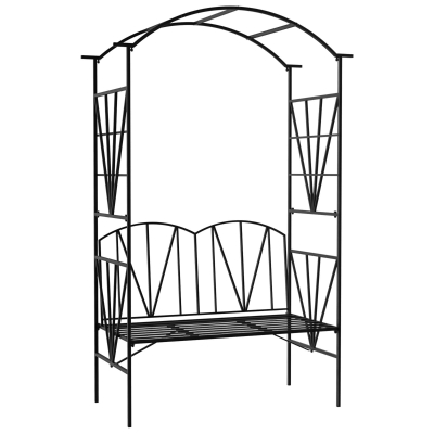 Outsunny Panchina da Giardino 115 x 59 x 203 cm Nero