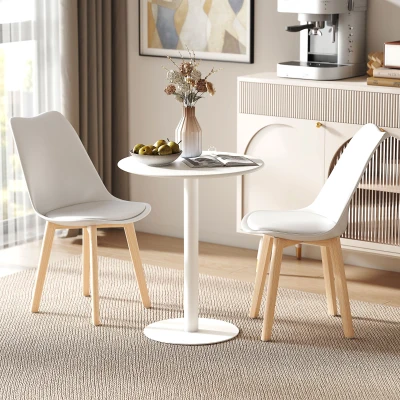 HOMCOM Round Dining Table Steel Base White 60x60x72cm