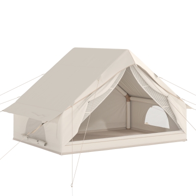 Outsunny Inflatable Camping Tent Waterproof 2-4 Person Beige