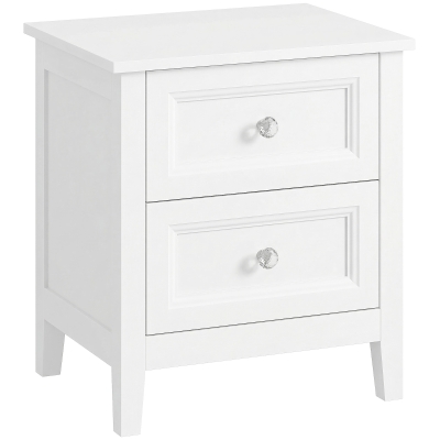 HOMCOM Nightstand 2-Drawer Modern Bedside Table White