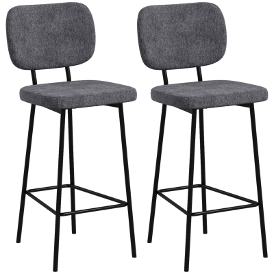HOMCOM 2 Tabourets Bar Lin et Acier avec Dossier