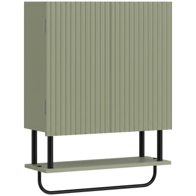 HOMCOM Wall Cabinet Modern Storage Doors Bathroom Mounted Green