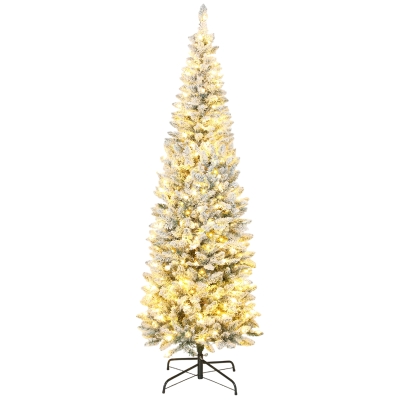 HOMCOM Árbol de Navidad Estrecho 210 cm con Luces LED Bicolores 11 Modos de Iluminación 687 Ramas Verde