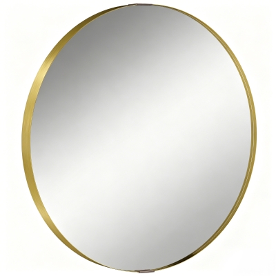 HOMCOM Round Wall Mirror 61cm Tempered Glass Gold