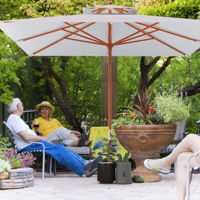 Outsunny Ombrellone da Giardino 3x3m a 8 Stecche Grigio