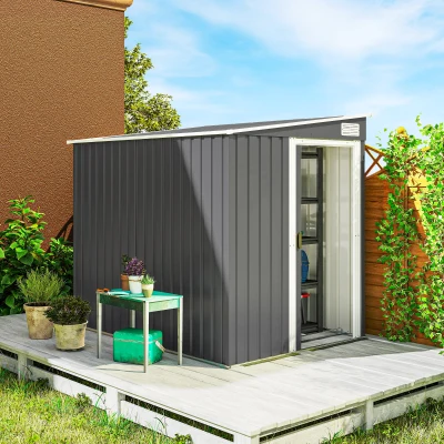 Outsunny Casetta da Giardino in Metallo 1.5x2m Grigio Scuro