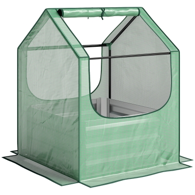 Outsunny Garden Planter Bed with Cover Green/Silver 61x61cm