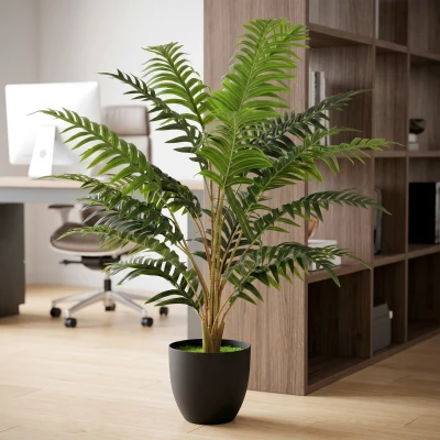 Plantă Artificială de Ferigă cu Ramuri Flexibile, 120x90x90 cm, Verde