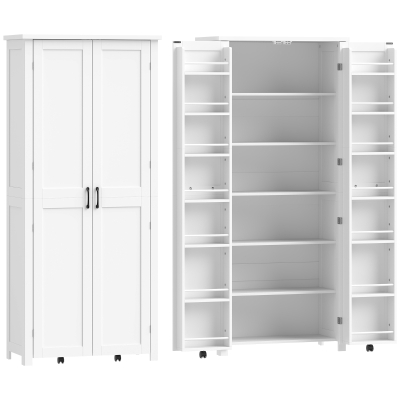 HOMCOM Mobile Cucina Alto con Ruote, Bianco