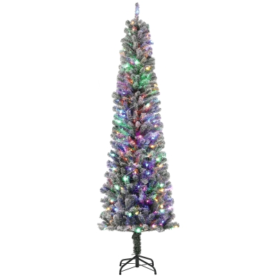 HOMCOM Árbol de Navidad Artificial 225 cm con 220 Luces LED de Dos Colores 519 Ramas y Soporte de Acero Árbol Navideño Verde