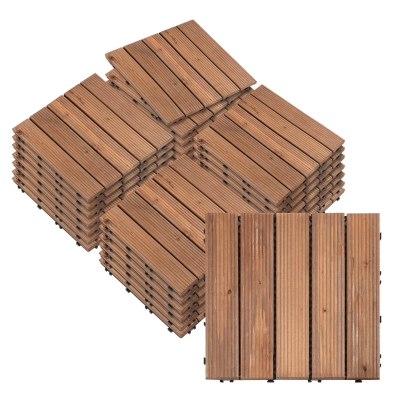 Outsunny Dalles Terrasse 54pcs 5m² Composite Emboîtables