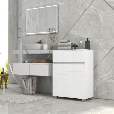 kleankin Meuble Salle de Bain Blanc 2 Portes 1 Tiroir