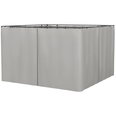 Outsunny Replacement Gazebo Curtains - 4-Panel Side Panels Only for 3 x 3 M Gazebos or Pergolas, with Hooks/C-Rings Included, Light Grey