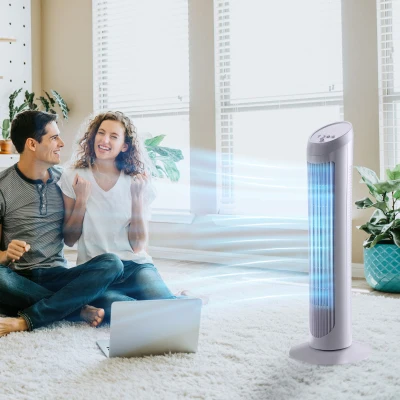 HOMCOM Ventilateur Tour Oscillant 45W Blanc