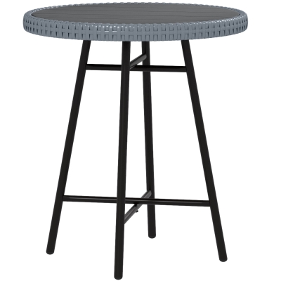 Outsunny Tavolino da Giardino in Rattan Grigio e Nero