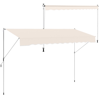 Outsunny Tenda da Sole 4x1.2m Telescopica e Avvolgibile Cachi