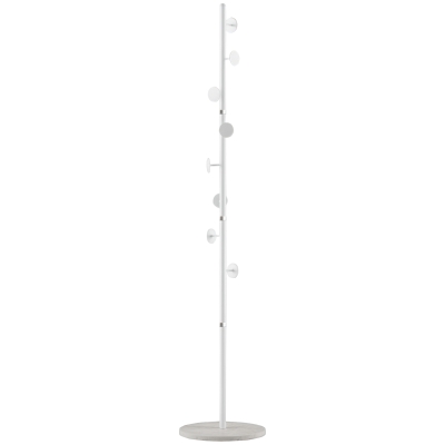HOMCOM Free Standing Coat Rack Steel with Marble Base White