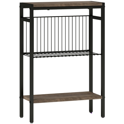 HOMCOM Table d'Appoint 3 Niveaux avec Rangement Gris Acier