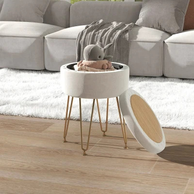 Storage Ottoman 33cm x 33cm x 43cm Cream