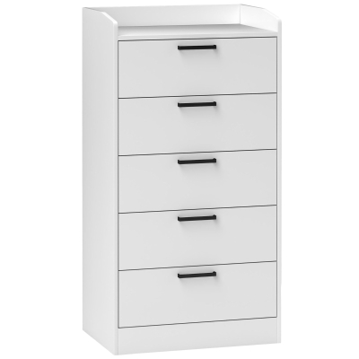 HOMCOM Cassettiera 5 Cassetti in Legno 60x40x114 cm Bianco