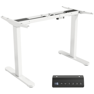 HOMCOM Elektrisches Schreibtischgestell, höhenverstellbar, mit Speicherfunktion, Stahl, Weiß