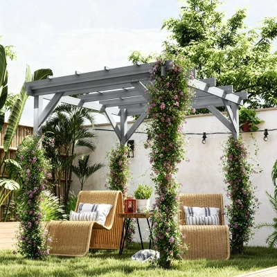Outsunny Wooden Pergola Kit Garden Gazebo 2x2m Grey