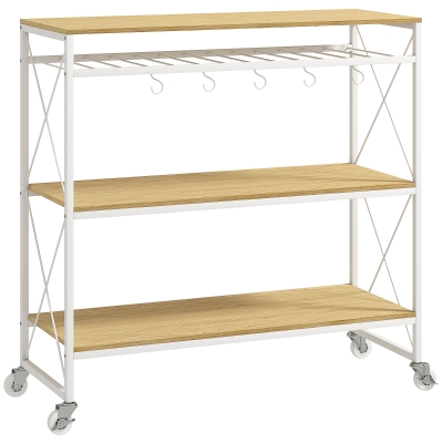 HOMCOM Carrello Cucina a 4 Livelli con Portabottiglie e 5 Ganci