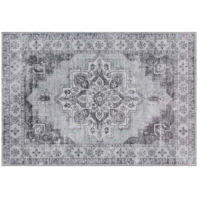 HOMCOM Teppich Maschinenwaschbar Anti-Rutsch Wohnzimmerteppich mit Flanell-Optik, 230 x 160cm, Grau