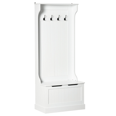 HOMCOM Porte-Manteau Moderne 3 en 1 avec Banc et Rangement Blanc
