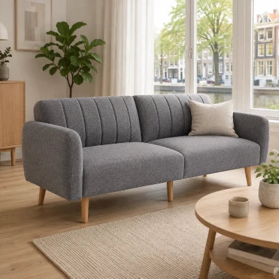 HOMCOM Multifunctionele Slaapbank 2-zits met Verstelbare Rugleuning en Slaapfunctie, Grijs