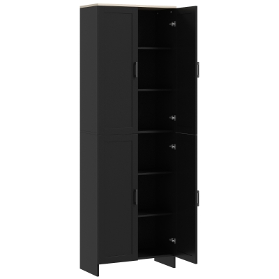 HOMCOM Alacena de Cocina Armario de Almacenaje Multifuncional con 4 Puertas y Estantes Ajustables 60x30x170,5 cm Negro