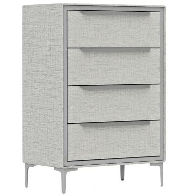 HOMCOM Cassettiera 4 Cassetti in Tessuto Effetto Lino Grigio
