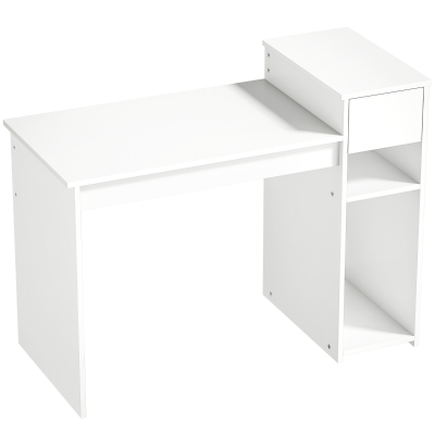 HOMCOM Scrivania da Ufficio con Cassetto e Scaffali Bianco