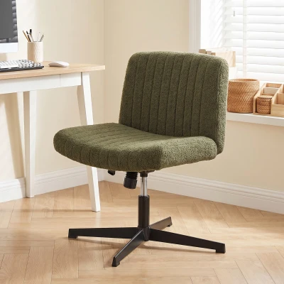 HOMCOM Teddy Fleece Desk Chair Armless Criss Cross Green