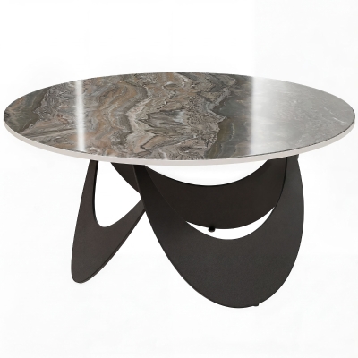 HOMCOM Coffee Table Sintered Stone Modern Living Room Brown Black