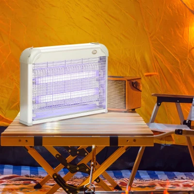 Outsunny Zapper Antizanzare 20W a Luci LED UV con Vassoio Bianco