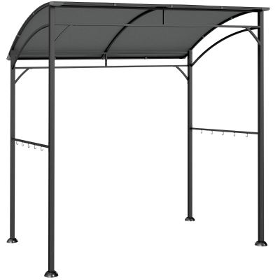 Outsunny Grillpavillon, Grillüberdachung, Regenschutz, Haken für Utensilien, Stahlrahmen, Dunkelgrau, 215 x 150 x 182/220 cm