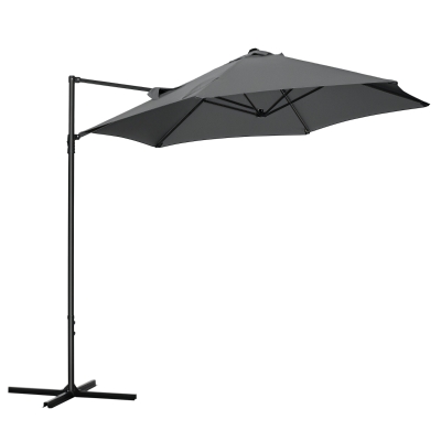 Outsunny 2.5M Cantilever Parasol Dark Grey 360° Rotation